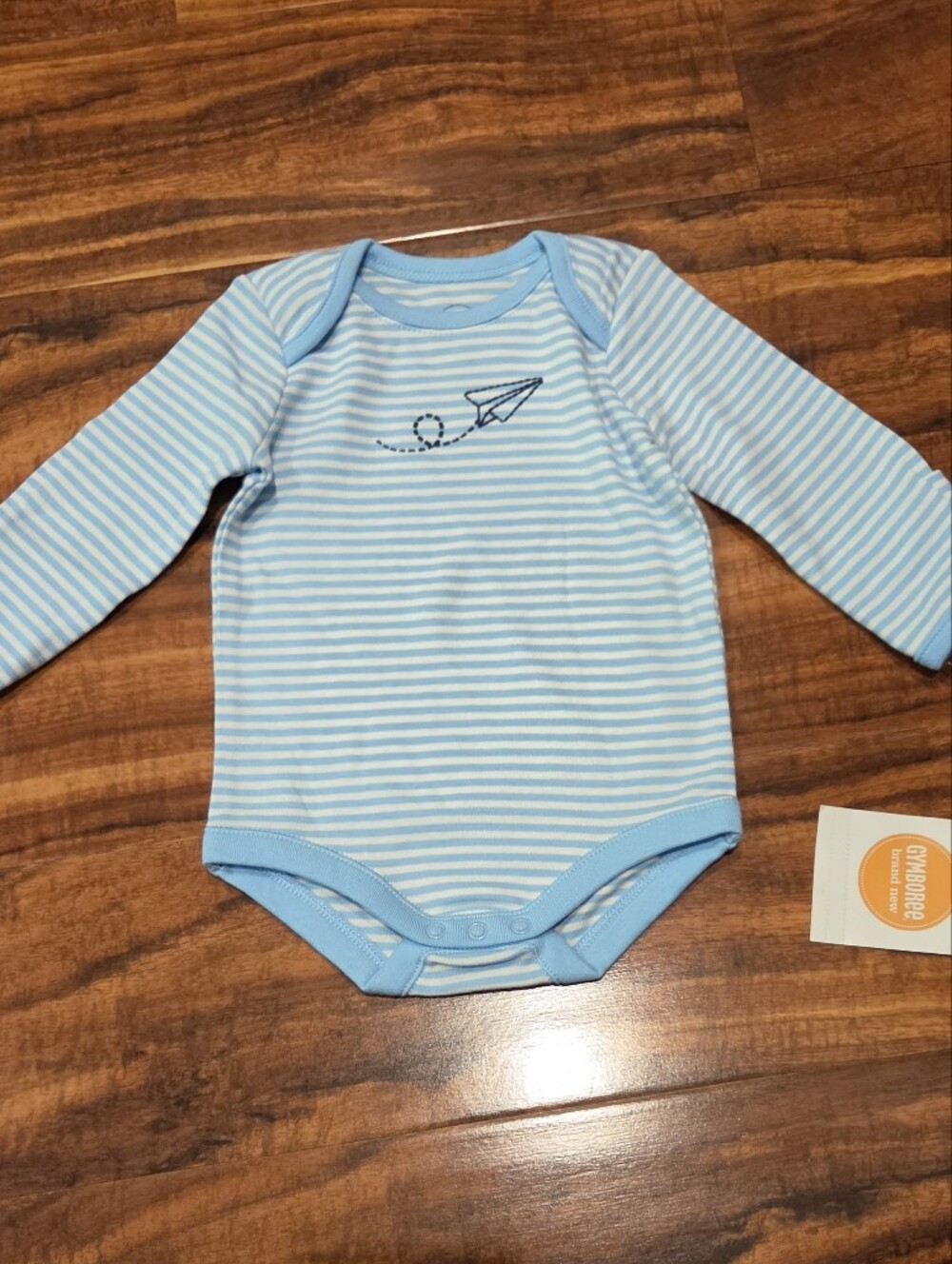 Gymboree NWT 0-3 Month Blue Hooded Sweatshirt, Pants, Striped Bodysuit & Booties - Picture 9 of 15